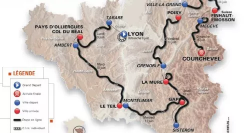 Critérium du Dauphiné : coup d’envoi de la seconde étape à Tarare ce lundi