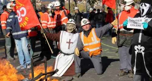 Lyon : 150 d'égoutiers manifestent contre la réforme des retraites