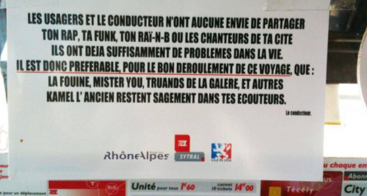 TCL : de fausses affiches anti-musique dans les bus TCL : de fausses affiches anti-musique dans les bus