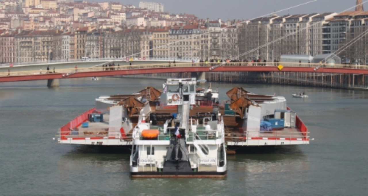 Lyon : pose de la première travée du pont Schuman sur ses appuis ce jeudi Lyon : pose de la première travée du pont Schuman sur ses appuis ce jeudi