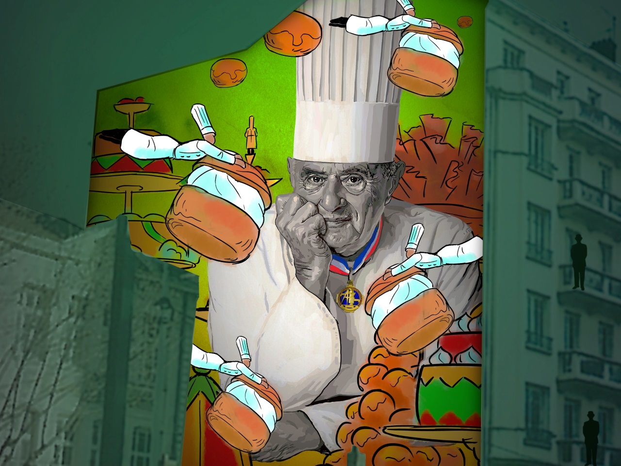 Lyon : la fresque hommage &agrave; Paul Bocuse s'illuminera ce lundi