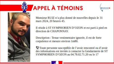 Près de Lyon : la gendarmerie lance un appel à témoins pour retrouver un homme | mLyon