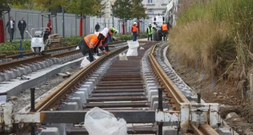 Derniers travaux avant les premiers essais pour le prolongement du T1